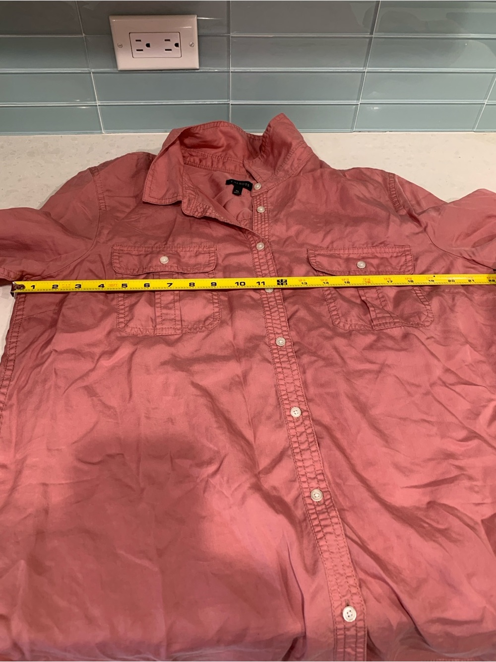 Talbots Dusty Rose Blouse with roll tab long sleeves XL Gently Used loose fit - Picture 6 of 8